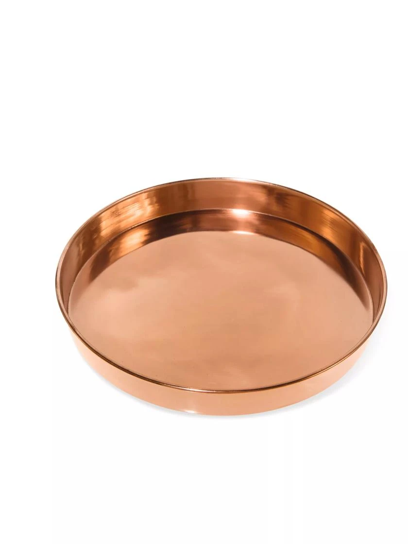 Medium Round Copper Plant Tray, 12" - Image 2