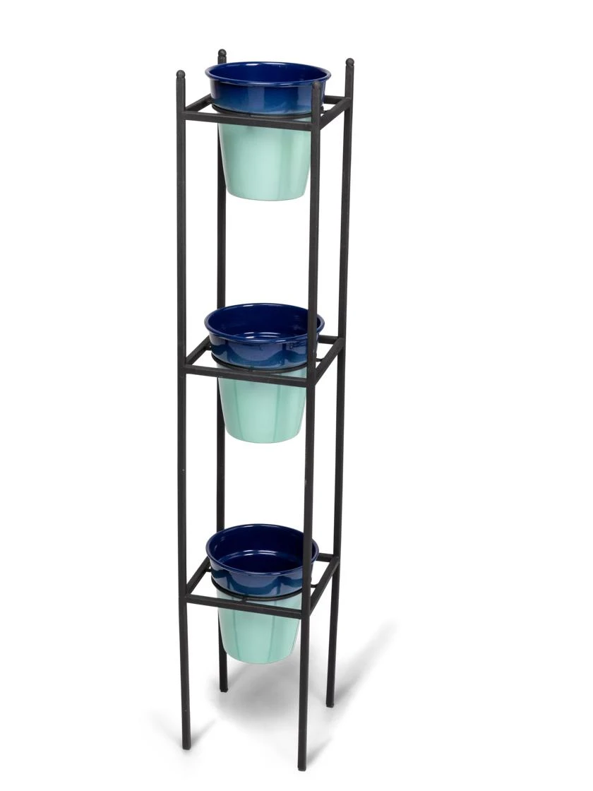 Steel Vertical Plant Stand With Metal Pots - Image 2