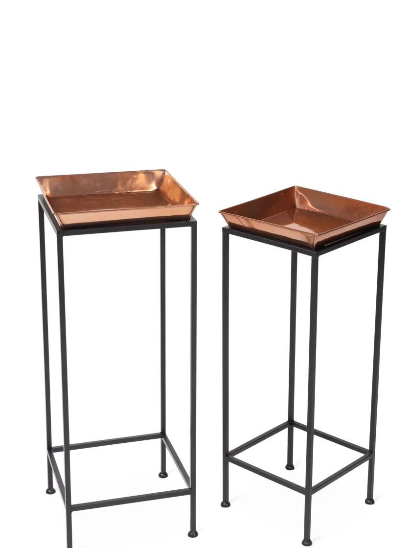 Square Nesting Plant Stands With Trays, Set Of 2 - Image 6